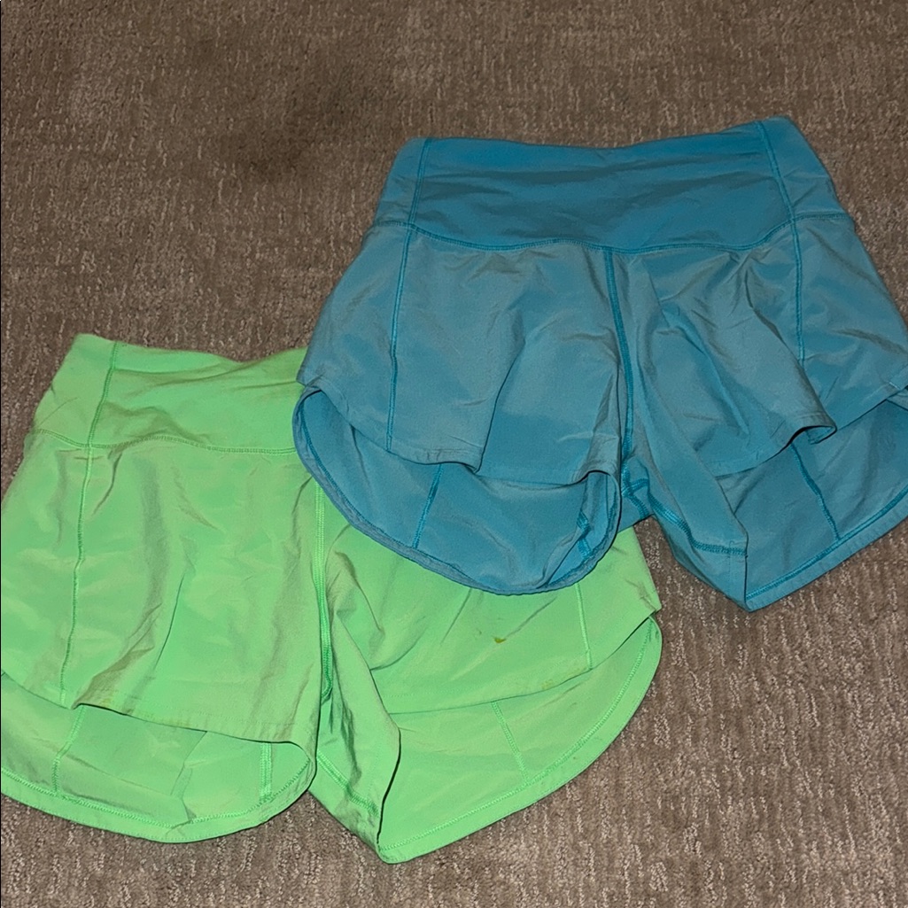 Women's Blue And Green Speed Up Lululemon Shorts
